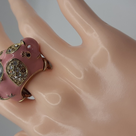 BETSEY JOHNSON Pink and Gold Elephant Ring - Picture 5 of 5